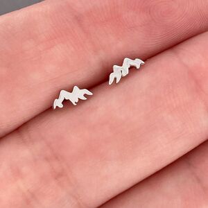 Minimalist Mini Tiny Small Mountain Sterling Silver Stud Earrings 925 USA Seller